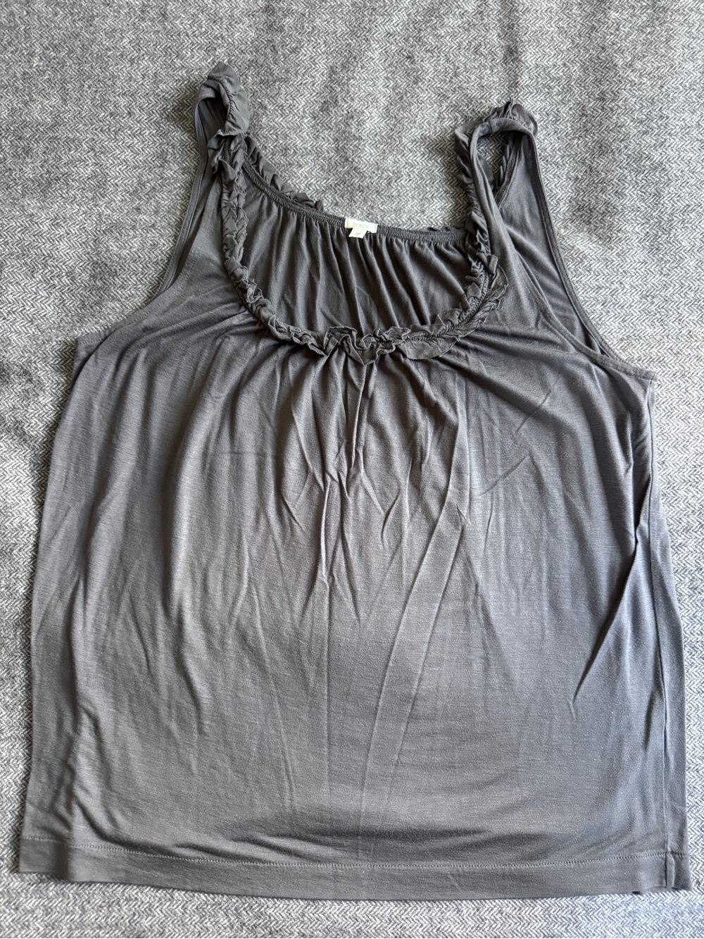 J. Crew Gray Scoop-Neck Braided-Trim Tank